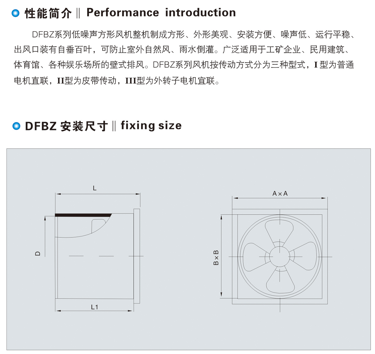 DFBZ係列（liè）低噪聲方形風機